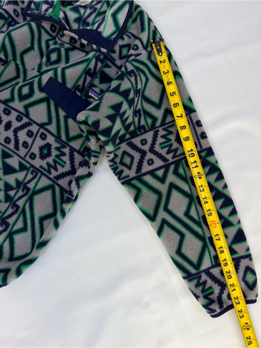 Patagonia Synchilla Snap-T Men’s XS Gray Green Aztec Fleece Pullover - Picture 9 of 13